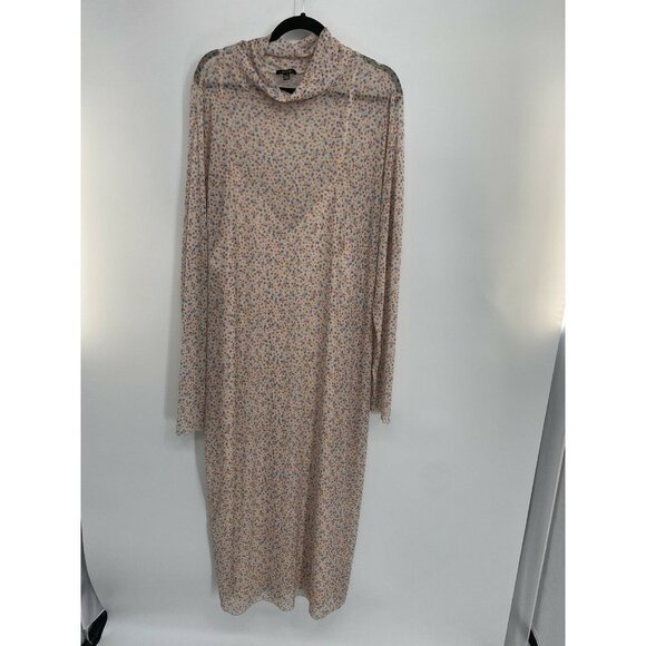 AFRM Womens Shailene FLORAL  Sheer Casual Midi Dress PLUS SIZE3X LINED HIGH NECK - Picture 2 of 5